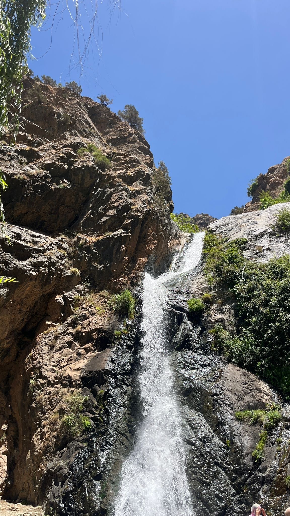 Waterfall cascading down Atlas Mountain rocks
