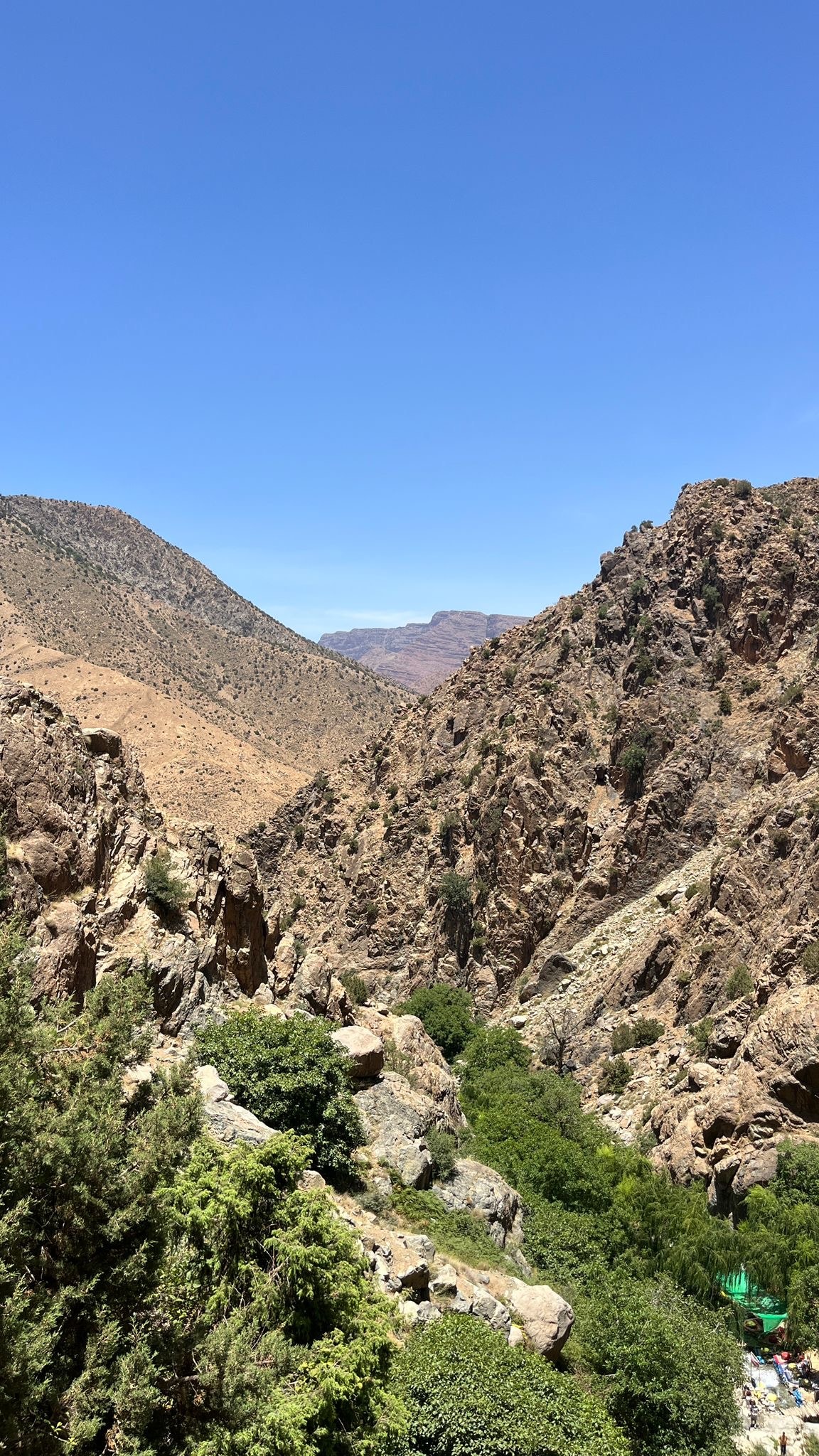 Atlas Mountain canyon valley with lush greenery